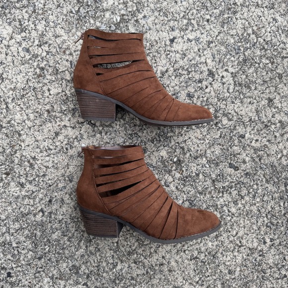 Carlos by Carlos Santana Vanna Women's 10 M Rust Brown Strappy Cut Out Booties - Picture 8 of 11